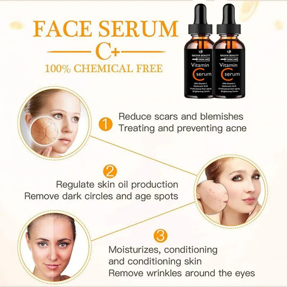 Paradise Divas vitamin C face serum, offers long-lasting moisture, improved skin texture