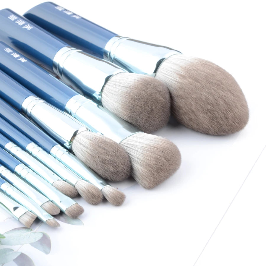 11pcs Blue Makeup Brushes Set for Foundation and Blusher - Paradise Divas
