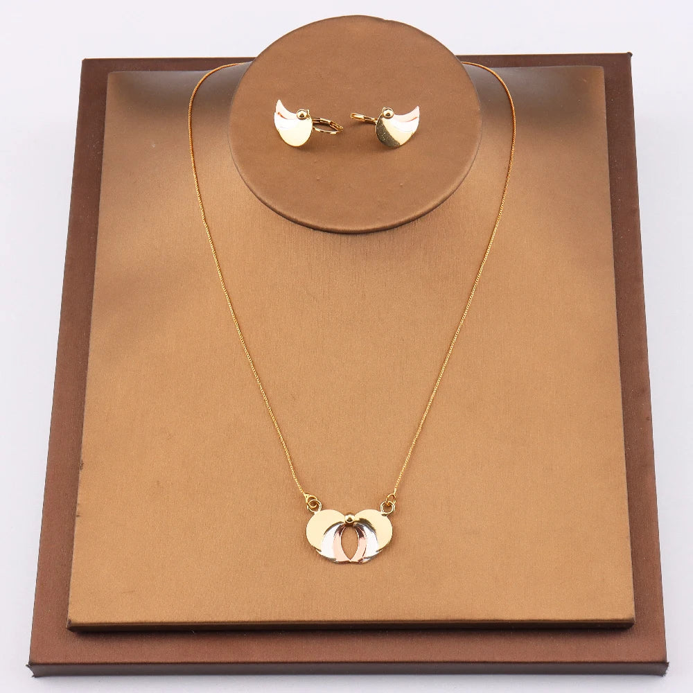 Paradise Divas' Italian style gold-plated jewelry set, featuring a luxury thin chain pendant necklace
