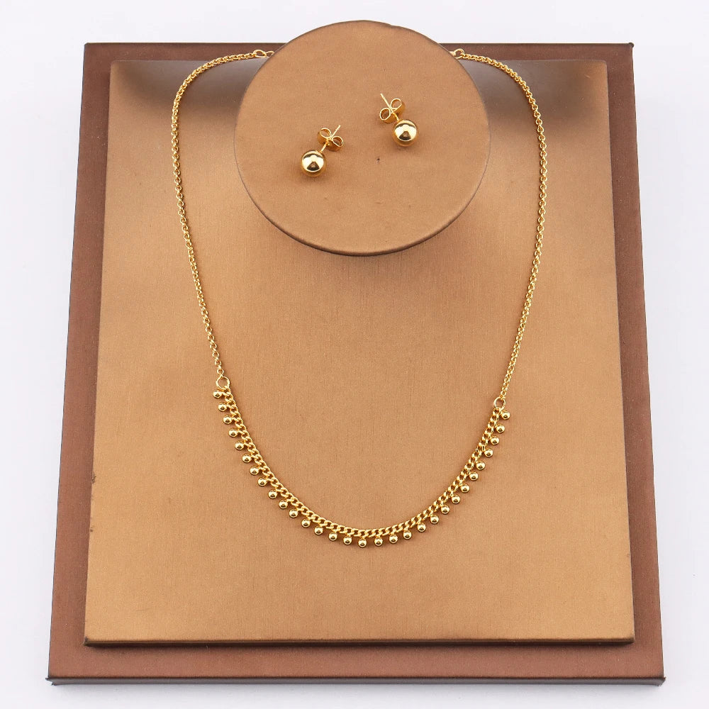 Paradise Divas' Italian style gold-plated jewelry set, featuring a luxury thin chain pendant necklace
