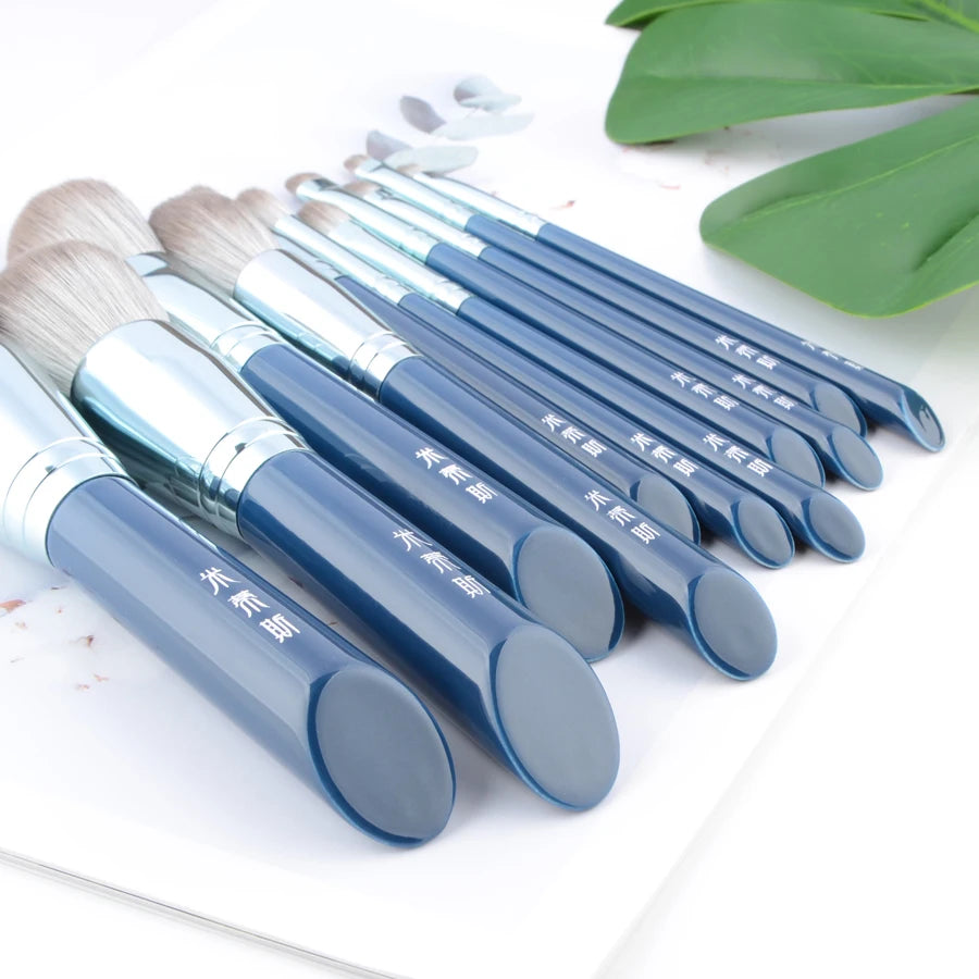 11pcs Blue Makeup Brushes Set for Foundation and Blusher - Paradise Divas
