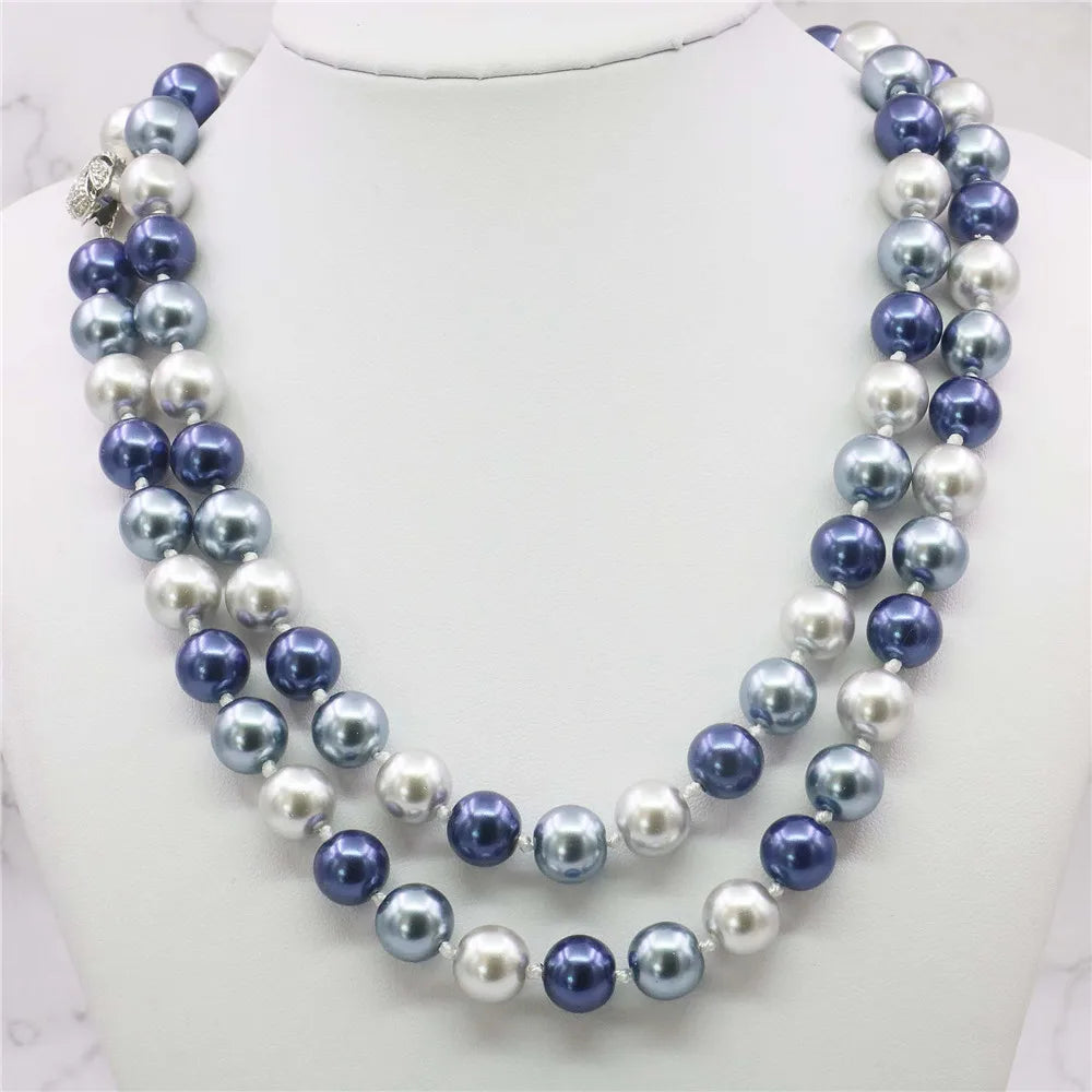 12mm South Sea Shell Pearl Necklace with AAA Multicolor Beads Jewelry by Paradise Divas
