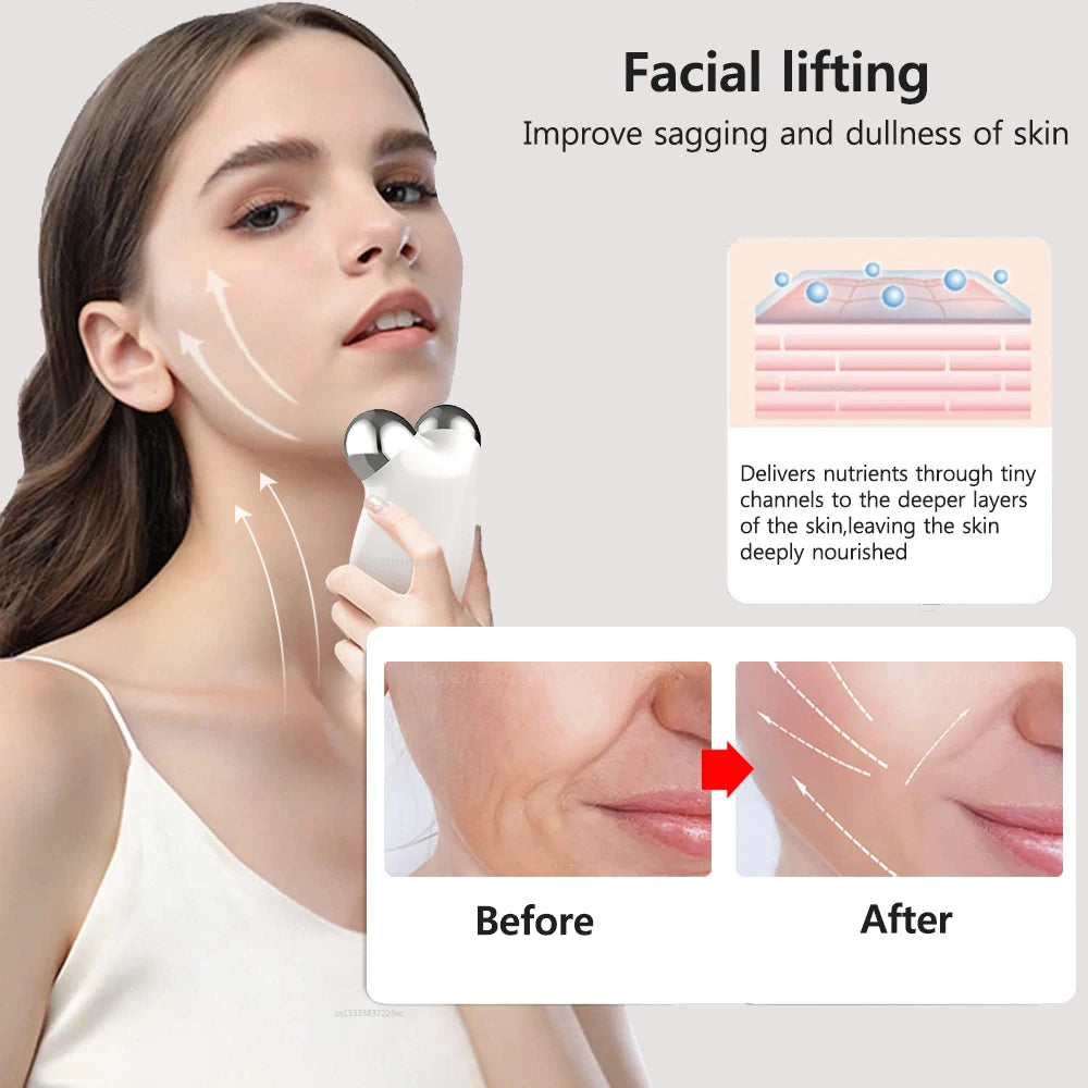 Face Lifting Massager EMS Microcurrent Roller Facial Massager