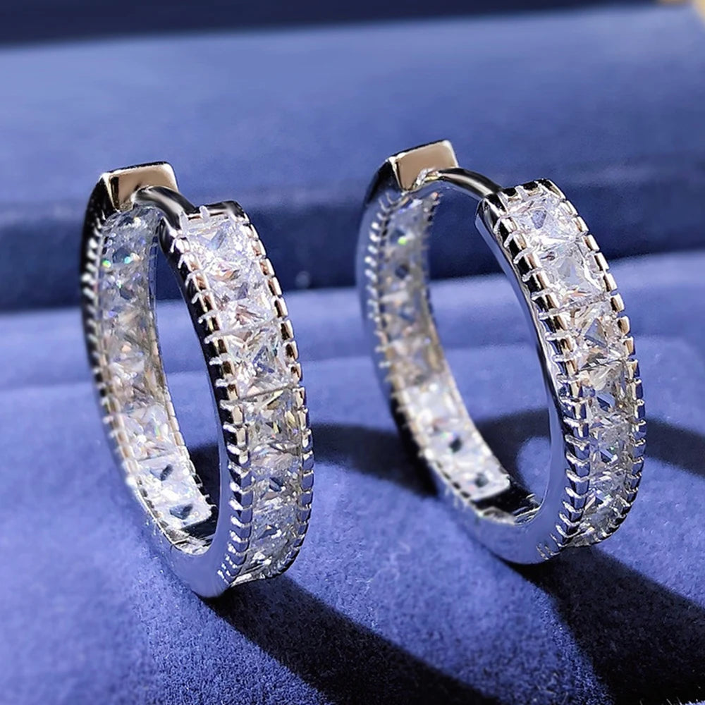 Paradise Divas Huitan luxury square cubic zirconia circle hoop earrings
