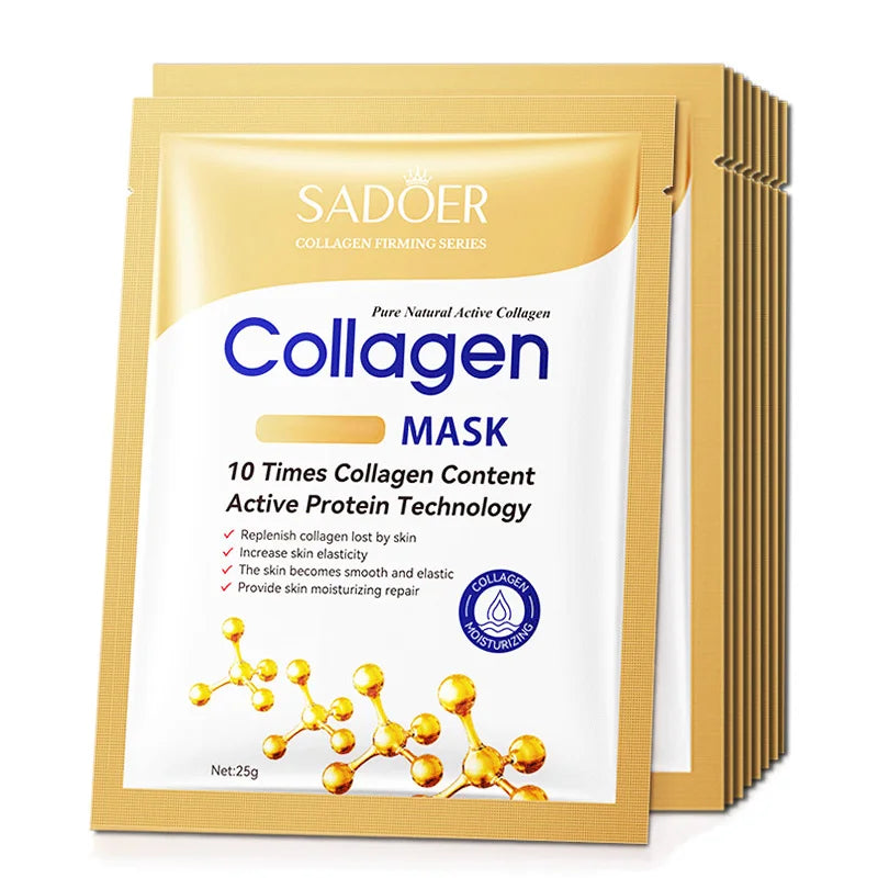 10pcs Collagen Moisturizing Firming Hydrating Face Sheet Mask Facial Masks