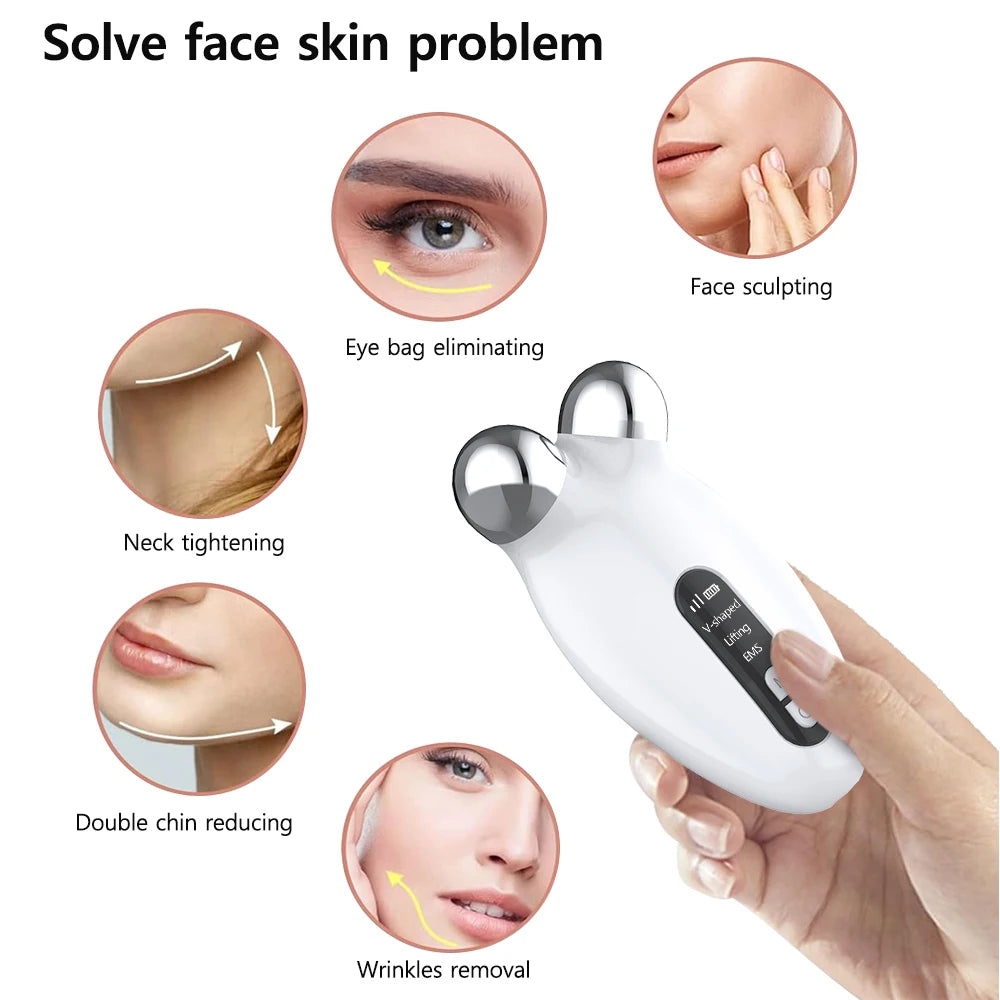 Face Lifting Massager EMS Microcurrent Roller Facial Massager