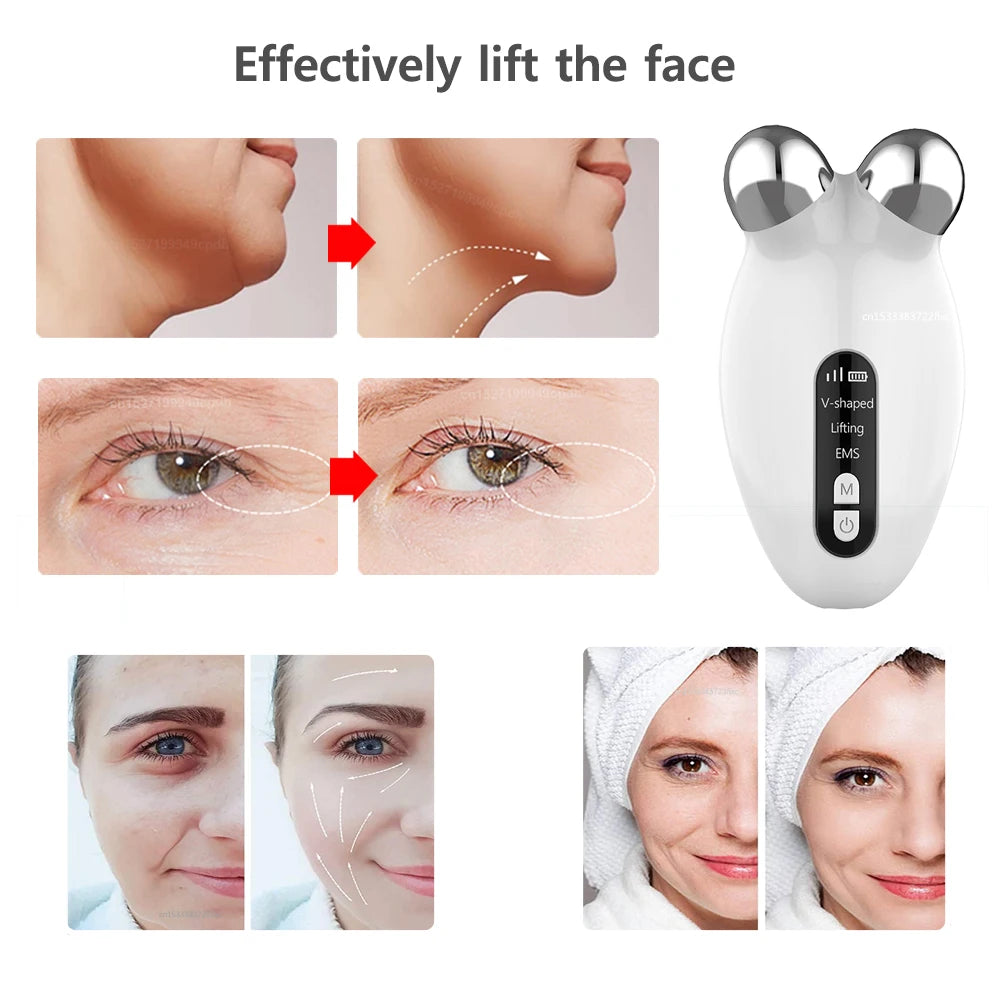 Face Lifting Massager EMS Microcurrent Roller Facial Massager