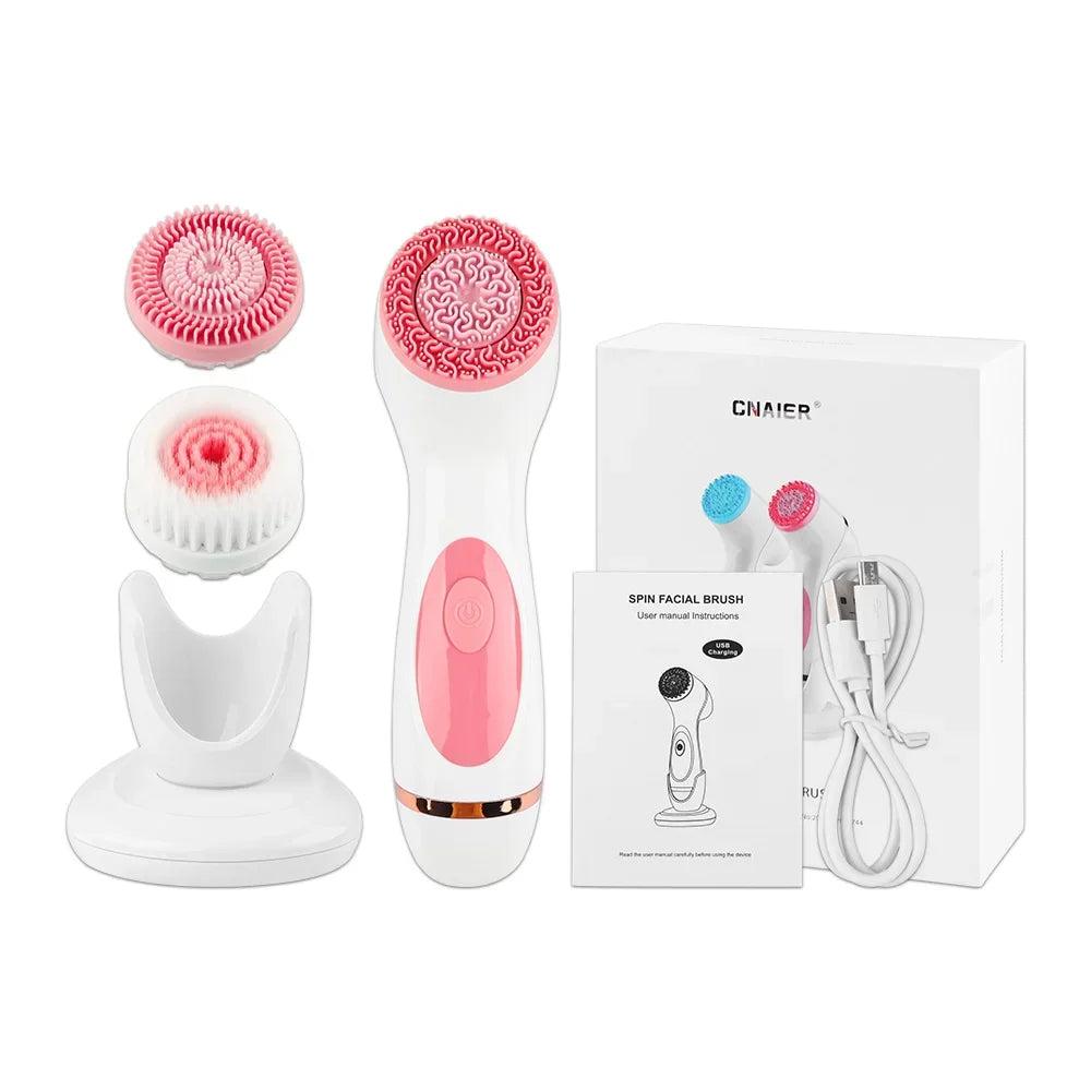 3 In 1 Electric Ultrasonic Facial Cleaner and Massager Tool for Deep Cleansing - Paradise Divas
