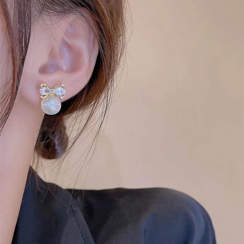 Paradise Divas Gold Bowknot Cube Crystal Earrings - Fashion Jewelry
