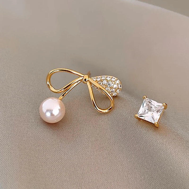 Paradise Divas Gold Bowknot Cube Crystal Earrings - Fashion Jewelry
