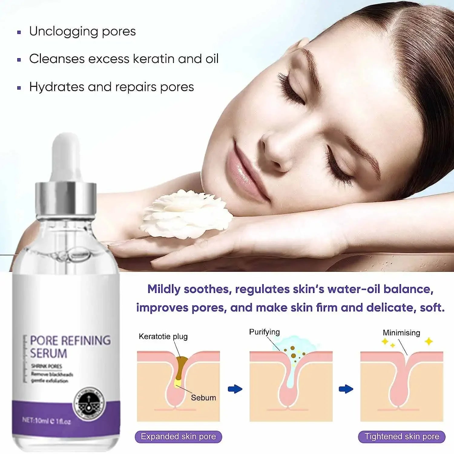 Paradise Divas Pore Shrinking Serum - Facial Pore Tightening Repairing Treatment
