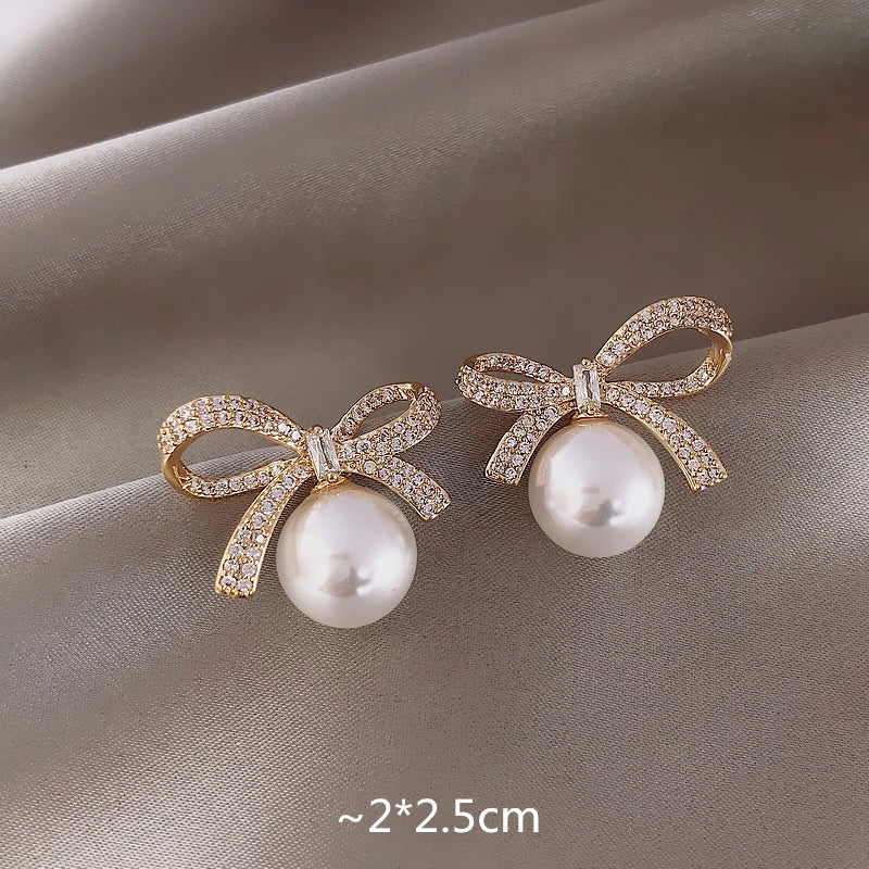 Paradise Divas Gold Bowknot Cube Crystal Earrings - Fashion Jewelry
