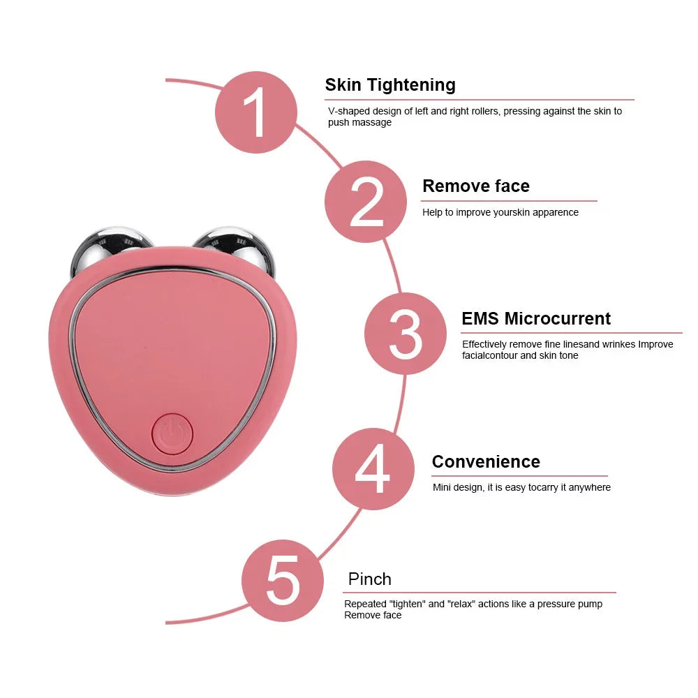 Paradise Divas Microcurrent EMS face roller massager for skin tightening and face lifting
