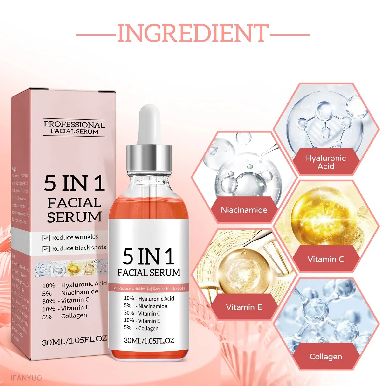 5 In 1 Anti-Wrinkle Hyaluronic Acid and Niacinamide Face Serum for Anti-Aging - Paradise Divas
