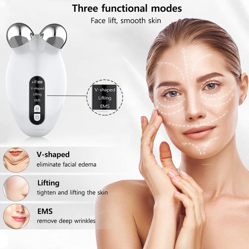 Face Lifting Massager EMS Microcurrent Roller Facial Massager