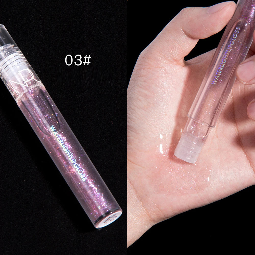 Paradise Divas mirror glitter lip gloss, long-lasting, waterproof color with a dazzling finish
