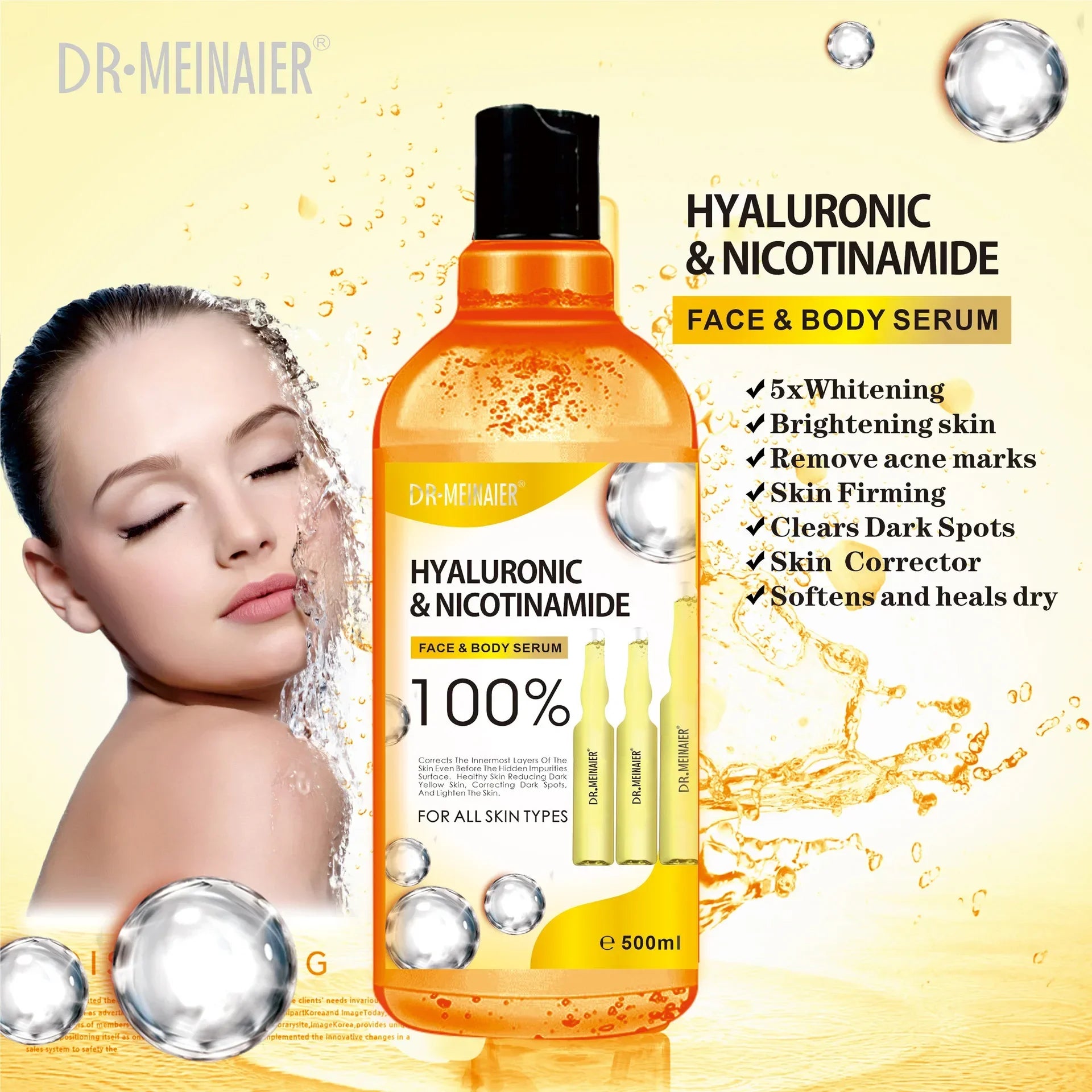 Paradise Divas 500ml Hyaluronic Acid, Nicotinamide, and Vitamin C AHA Face Serum
