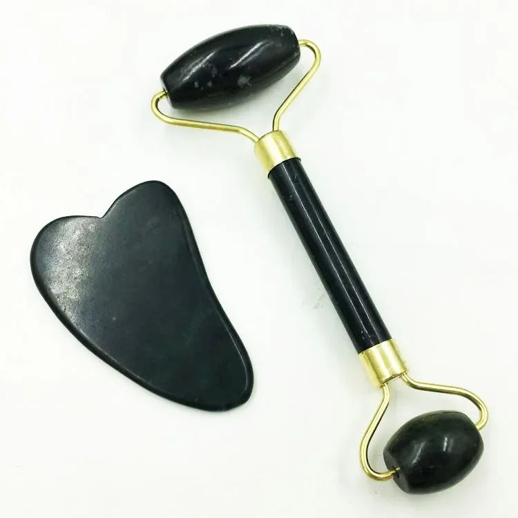 Paradise Divas' Guasha jade roller and natural stone massage tool set
