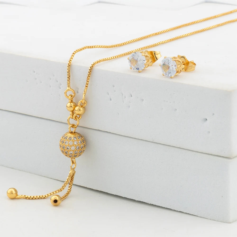 Paradise Divas' Italian style gold-plated jewelry set, featuring a luxury thin chain pendant necklace
