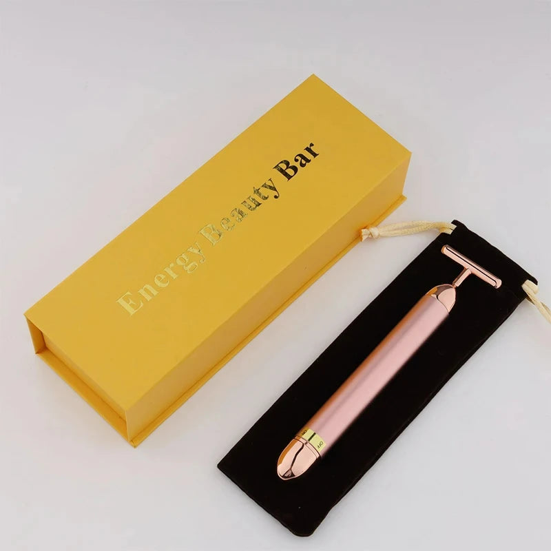 24K Gold T Beauty Bar Energy Roller for Electric Face-Lifting and Facial Massaging - Paradise Divas
