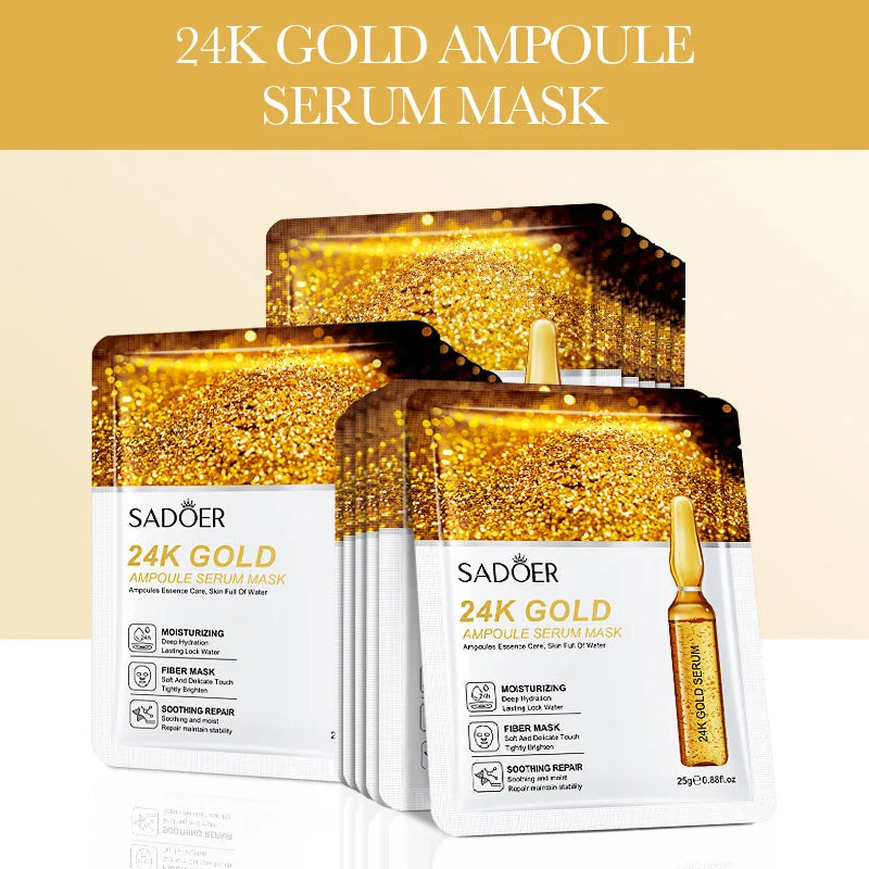 15pcs 24K Gold Hyaluronic Acid Facial Masks for Firming and Hydrating by Paradise Divas
